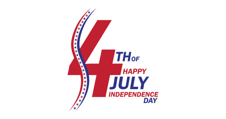 Fototapeta premium 4th of july america independence day. fourth july of united state of america text and flug design use for banner, advertisement, social media, post card etc png and vector illustration on transparent 