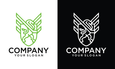 Creative Royal king lion logo mark
