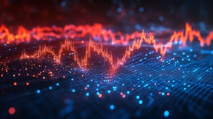 Obraz premium Stock market chart with glowing blue and red