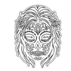 Elaborate Calavera Head with Floral Adornments