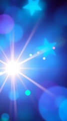Fototapeta premium Abstract blue background with rays and stars