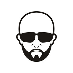 Bald Man Face  beard and mustache with Black glasses face icon vector illustration template design