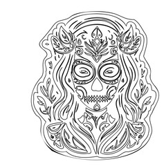 Ornamental Skull Line Art for Coloring Books