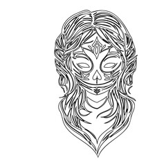 Abstract Day of the Dead Female Line Art Design