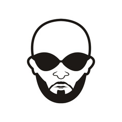 Bald Man Face  beard and mustache with Black glasses face icon vector illustration template design