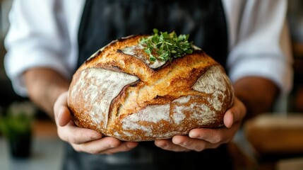 Artisan Crusty Bread: Golden-Brown Loaf, Rustic Charm