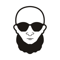 Bald Man Face  beard and mustache with Black glasses face icon vector illustration template design