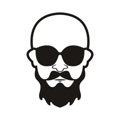 Bald Man Face  beard and mustache with Black glasses face icon vector illustration template design