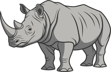 Obraz premium Detailed Rhino Illustration Powerful Wildlife Art