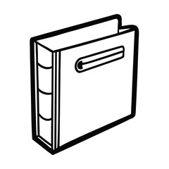 Black and white graphic illustration of an open book symbol for education or library