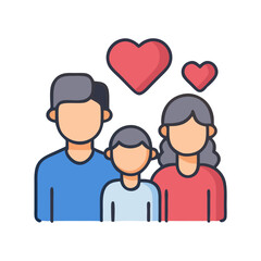 Fototapeta premium Family with Heart Support Symbol Icon Design