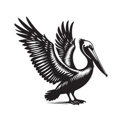 Minimal Brown pelican Vector - Brown pelican Silhouette - Black and White Brown pelican bird art - Brown pelican Illustration.
