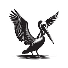 Minimal Brown pelican Vector - Brown pelican Silhouette - Black and White Brown pelican bird art - Brown pelican Illustration.
