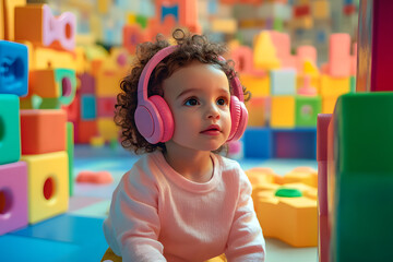 Fototapeta premium little girl playing with toy