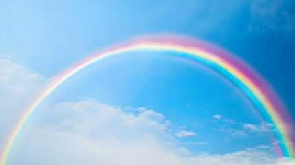 Colorful Rainbow Arch Against A Cloudy Blue Sky