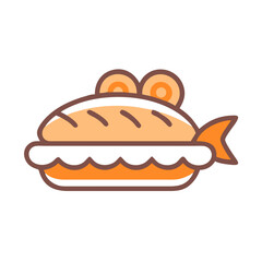 Fish Sandwich in Soft Bun Icon Design