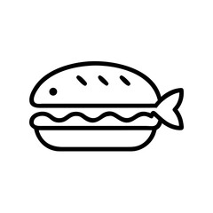 Fish Sandwich in Soft Bun Icon Design