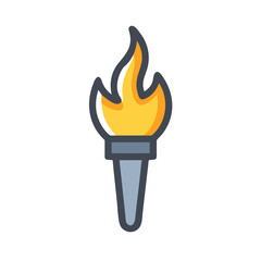 Flaming Torch with Fire Symbol Icon Design