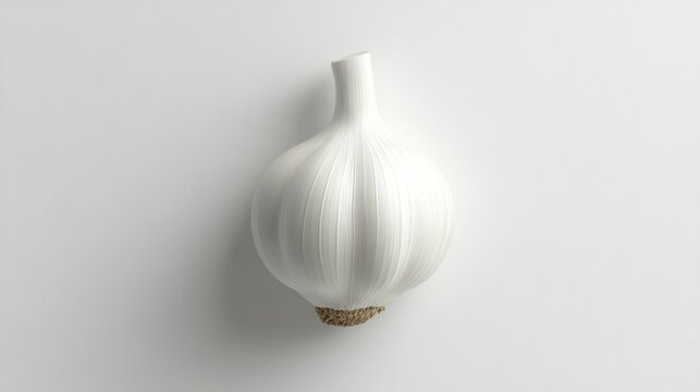 A garlic bulb isolated on a pure white background, realistic lighting and shadow, ideal for cut-out and compositing
