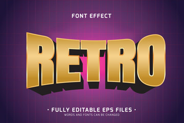 Bold Retro 3D Text Effect in Gold Style – Editable EPS