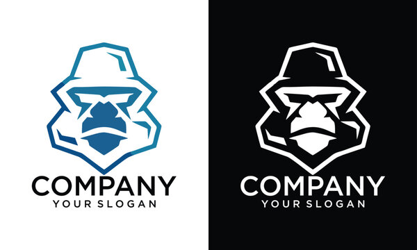 Creative head gorilas logo design vector isolated on white background