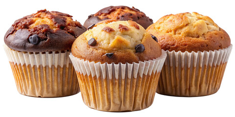 Delicious assortment of freshly baked muffins isolated on a transparent background