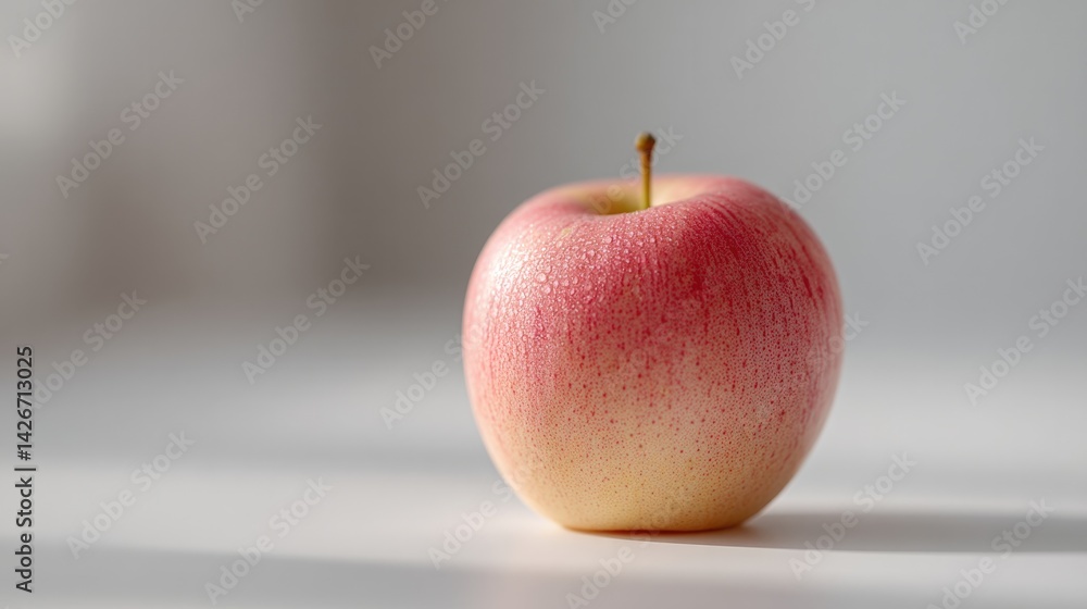 Poster single ripe glossy resting on pristine white surface casting soft shadow minimalistic aesthetic with