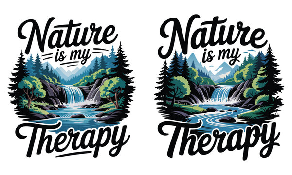 Nature is My Therapy - Inspiring Mountain Waterfall Scene