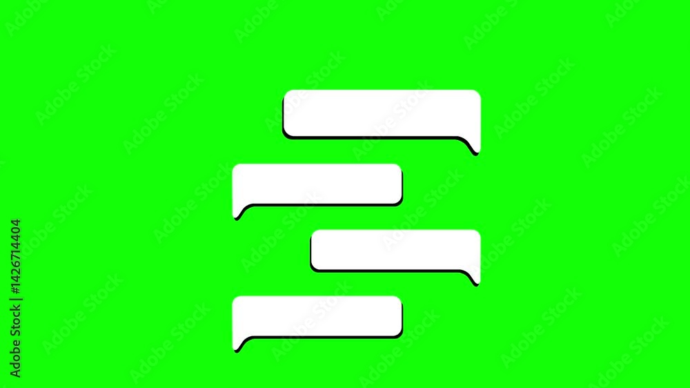 Poster chat bubble green screen animation message or chat box chroma key 4k animation messaging animation s