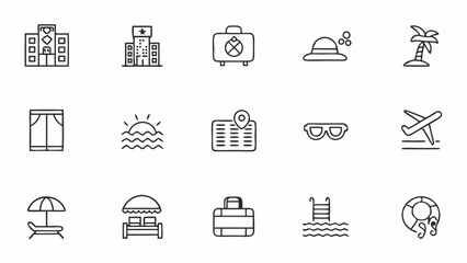 hotel set of web icons in line style  hotel and va.eps