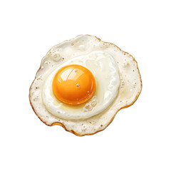 Realistic Sunny Side Up Fried Egg Isolated on Transparent Background
