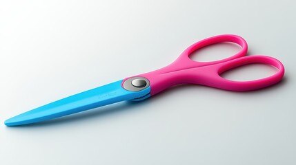 A safety scissors for kids isolated on a pure white background, realistic lighting and shadow, ideal for cut-out and compositing