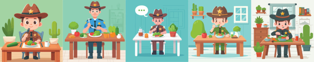 sheriff character vector eating vegetables