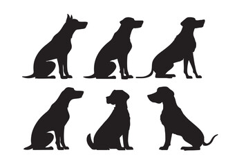 Black vector silhouettes depict a collection of domestic cat animal outlines, an illustration set in nature
