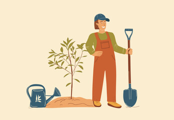 A Planted Tree Eco Concept Vector Illustration