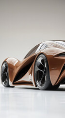 Glossy Mocha Mousse Futuristic Car with Aerodynamic Curves

