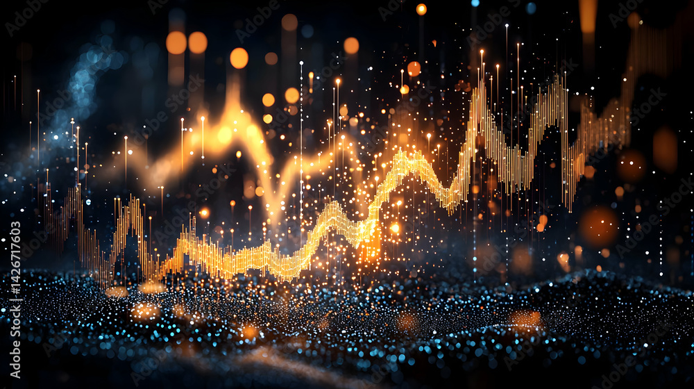 Poster abstract golden chart visualisation on dark background