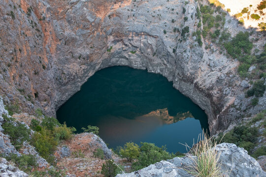 Red lake in Croatia - the deepest karst lake in the world, Imotski, Makarska Riviera 