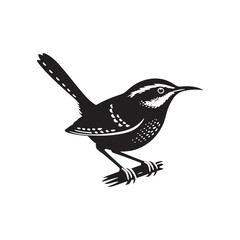 Carolina wren Vector Silhouette - Carolina wren Minimal ART - Illustration of Carolina wren.
