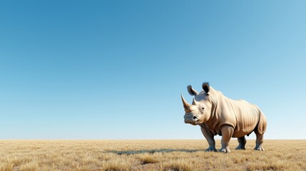 Fototapeta premium White Rhino in African Savanna, Wildlife