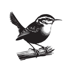 Carolina wren Vector Silhouette - Carolina wren Minimal ART - Illustration of Carolina wren.