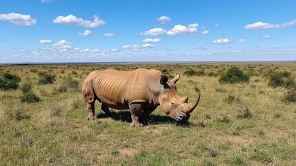 Obraz premium White Rhino in African Savanna, Wildlife Photo