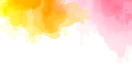 Obraz premium Abstract watercolor background with yellow orange and pink blending on a white canvas space for text