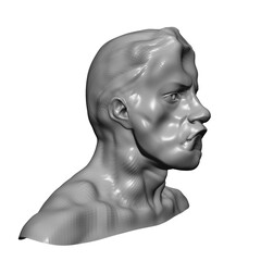 Fantastic head on a white background.3d rendering, 3d illustration.