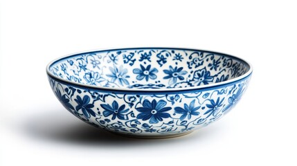 A ceramic plate with subtle pattern isolated on a pure white background, realistic lighting and shadow, ideal for cut-out and compositing