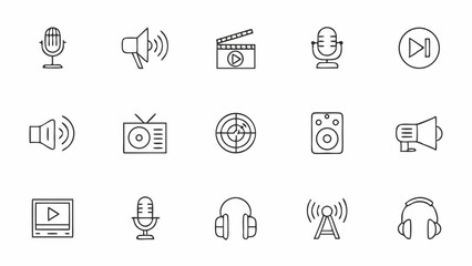 podcast set of web icons in line style  podcast ra.eps