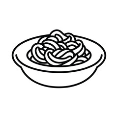 Minimalist outline illustration of noodles or pasta in a bowl for food concepts