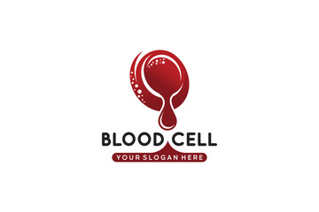 Red blood cell logo design vector illustration with drop concept