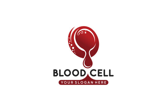 Red blood cell logo design vector illustration with drop concept