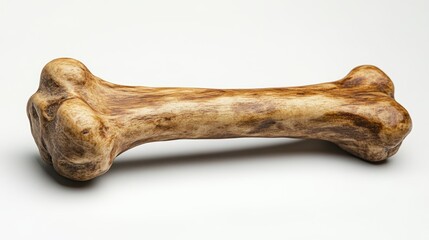 A dog bone toy isolated on a pure white background, realistic lighting and shadow, ideal for cut-out and compositing
